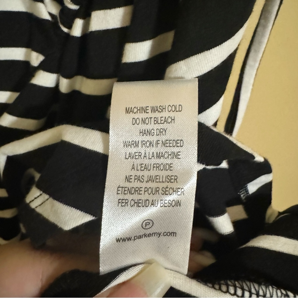 Parker ‘Nicola’ Sleeveless Asymmetrical Stripe Dress in Black/White Size XS - Picture 8 of 11